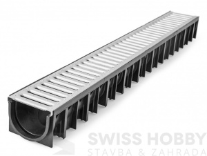 Plastový žlab A15 s pozinkovanou mříží H92 (1000 x 120 x 92 mm) Plastový žlab A15 s pozinkovanou mříží H92 (1000 x 120 x 92 mm)