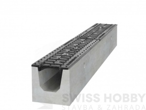 Betonový žlab B125 s litinovou mříží H120 (1000 x 130 x 120 mm) Betonový žlab B125 s litinovou mříží H120 (1000 x 130 x 120 mm)